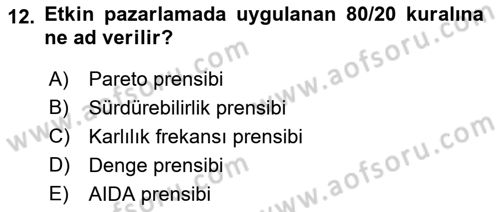 Konaklama İşletmeciliği Dersi Ara Sınavı Deneme Sınav Soruları 12. Soru