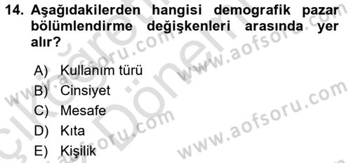 Konaklama İşletmeciliği Dersi Ara Sınavı Deneme Sınav Soruları 14. Soru