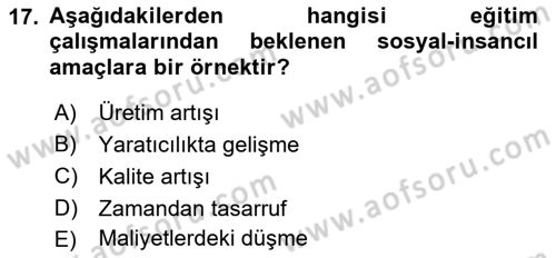 Konaklama İşletmeciliği Dersi 2021 - 2022 Yılı (Vize) Ara Sınav Soruları 17. Soru