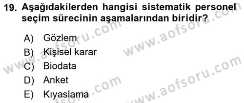 Konaklama İşletmeciliği Dersi Ara Sınavı Deneme Sınav Soruları 19. Soru