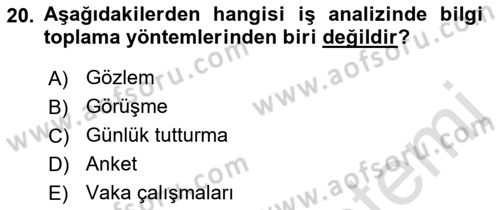 Konaklama İşletmeciliği Dersi Ara Sınavı Deneme Sınav Soruları 20. Soru