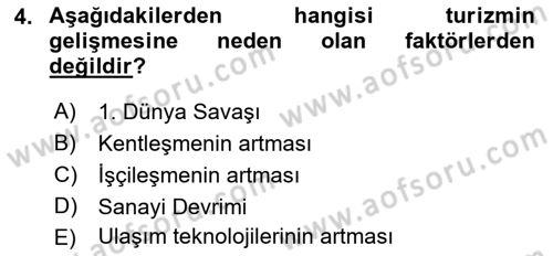 Konaklama İşletmeciliği Dersi Ara Sınavı Deneme Sınav Soruları 4. Soru