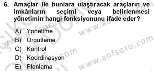 Konaklama İşletmeciliği Dersi Ara Sınavı Deneme Sınav Soruları 6. Soru