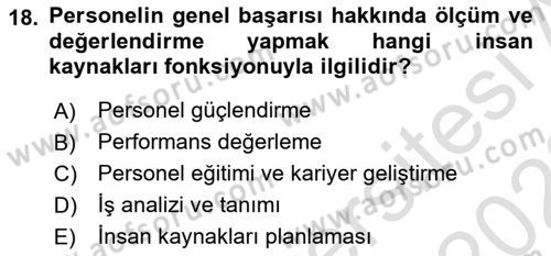Konaklama İşletmeciliği Dersi 2021 - 2022 Yılı (Final) Dönem Sonu Sınav Soruları 18. Soru