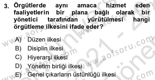 Konaklama İşletmeciliği Dersi 2021 - 2022 Yılı (Final) Dönem Sonu Sınav Soruları 3. Soru