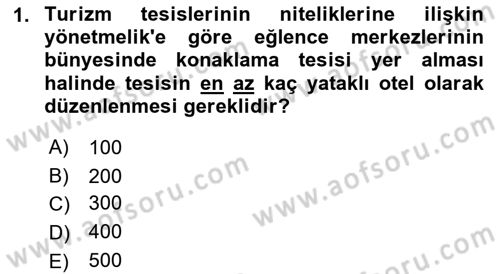 Konaklama İşletmeciliği Dersi 2021 - 2022 Yılı Yaz Okulu Sınav Soruları 1. Soru