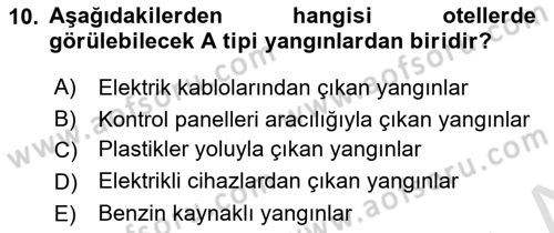 Konaklama İşletmeciliği Dersi 2021 - 2022 Yılı Yaz Okulu Sınav Soruları 10. Soru