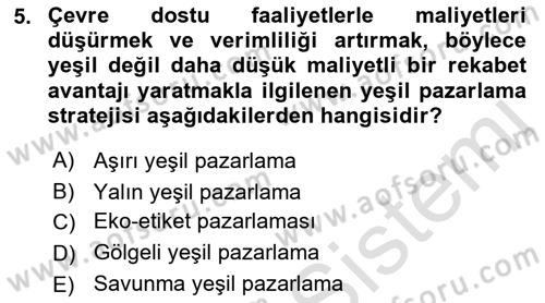 Konaklama İşletmeciliği Dersi 2021 - 2022 Yılı Yaz Okulu Sınav Soruları 5. Soru