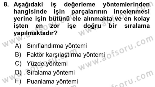 Konaklama İşletmeciliği Dersi 2021 - 2022 Yılı Yaz Okulu Sınav Soruları 8. Soru