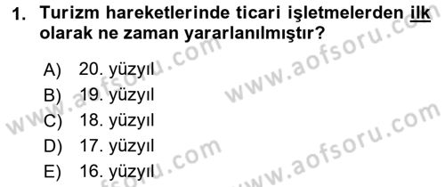 Konaklama İşletmeciliği Dersi Ara Sınavı Deneme Sınav Soruları 1. Soru