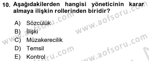 Konaklama İşletmeciliği Dersi Ara Sınavı Deneme Sınav Soruları 10. Soru