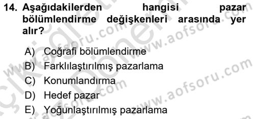 Konaklama İşletmeciliği Dersi Ara Sınavı Deneme Sınav Soruları 14. Soru