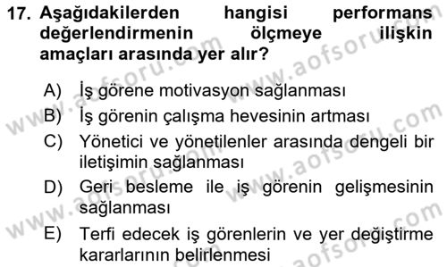 Konaklama İşletmeciliği Dersi Ara Sınavı Deneme Sınav Soruları 17. Soru