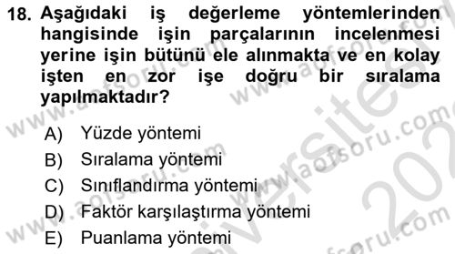 Konaklama İşletmeciliği Dersi Ara Sınavı Deneme Sınav Soruları 18. Soru