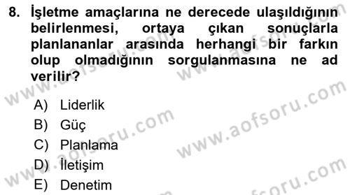 Konaklama İşletmeciliği Dersi 2022 - 2023 Yılı (Vize) Ara Sınav Soruları 8. Soru