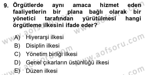 Konaklama İşletmeciliği Dersi Ara Sınavı Deneme Sınav Soruları 9. Soru