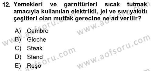 Konaklama İşletmeciliği Dersi 2022 - 2023 Yılı (Final) Dönem Sonu Sınav Soruları 12. Soru
