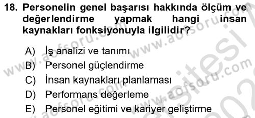 Konaklama İşletmeciliği Dersi 2022 - 2023 Yılı (Final) Dönem Sonu Sınav Soruları 18. Soru