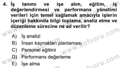 Konaklama İşletmeciliği Dersi 2022 - 2023 Yılı (Final) Dönem Sonu Sınav Soruları 4. Soru