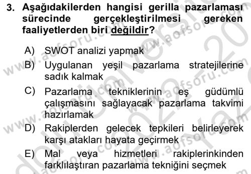 Konaklama İşletmeciliği Dersi 2022 - 2023 Yılı Yaz Okulu Sınav Soruları 3. Soru