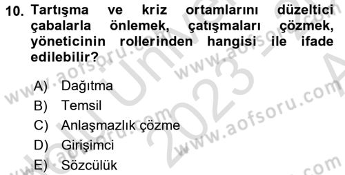 Konaklama İşletmeciliği Dersi Ara Sınavı Deneme Sınav Soruları 10. Soru