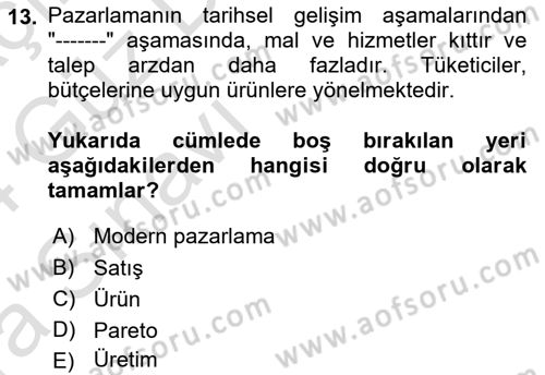 Konaklama İşletmeciliği Dersi Ara Sınavı Deneme Sınav Soruları 13. Soru