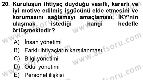 Konaklama İşletmeciliği Dersi Ara Sınavı Deneme Sınav Soruları 20. Soru