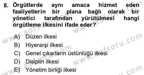 Konaklama İşletmeciliği Dersi Ara Sınavı Deneme Sınav Soruları 8. Soru