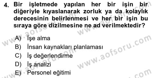 Konaklama İşletmeciliği Dersi 2023 - 2024 Yılı (Final) Dönem Sonu Sınav Soruları 4. Soru