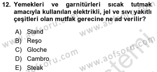 Konaklama İşletmeciliği Dersi 2023 - 2024 Yılı Yaz Okulu Sınav Soruları 12. Soru