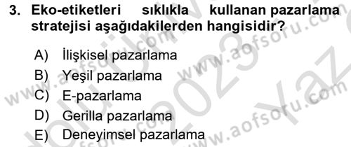 Konaklama İşletmeciliği Dersi 2023 - 2024 Yılı Yaz Okulu Sınav Soruları 3. Soru