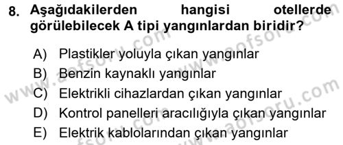 Konaklama İşletmeciliği Dersi 2023 - 2024 Yılı Yaz Okulu Sınav Soruları 8. Soru