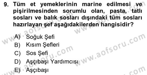 Konaklama İşletmeciliği Dersi 2023 - 2024 Yılı Yaz Okulu Sınav Soruları 9. Soru