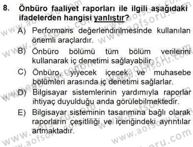 Otel İşletmelerinde Konaklama Hizmetleri Dersi 2012 - 2013 Yılı (Final) Dönem Sonu Sınav Soruları 8. Soru