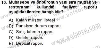 Otel İşletmelerinde Konaklama Hizmetleri Dersi 2013 - 2014 Yılı (Final) Dönem Sonu Sınav Soruları 10. Soru