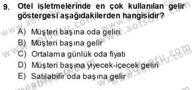 Otel İşletmelerinde Konaklama Hizmetleri Dersi 2013 - 2014 Yılı (Final) Dönem Sonu Sınav Soruları 9. Soru