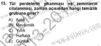 Otel İşletmelerinde Konaklama Hizmetleri Dersi 2013 - 2014 Yılı Tek Ders Sınav Soruları 13. Soru