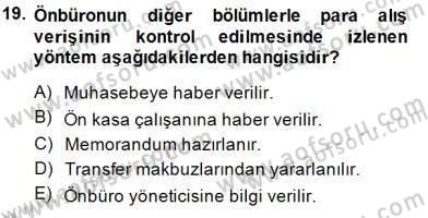 Otel İşletmelerinde Konaklama Hizmetleri Dersi 2014 - 2015 Yılı (Vize) Ara Sınav Soruları 19. Soru