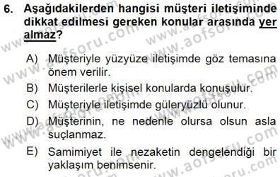 Otel İşletmelerinde Konaklama Hizmetleri Dersi 2015 - 2016 Yılı (Vize) Ara Sınav Soruları 6. Soru