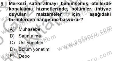 Otel İşletmelerinde Konaklama Hizmetleri Dersi 2015 - 2016 Yılı (Vize) Ara Sınav Soruları 9. Soru