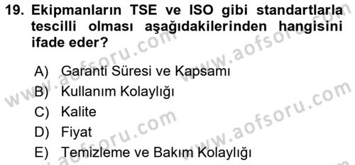 Otel İşletmelerinde Konaklama Hizmetleri Dersi 2017 - 2018 Yılı 3 Ders Sınav Soruları 19. Soru