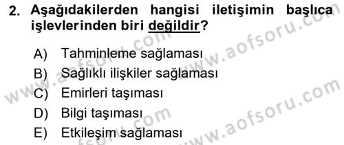 Otel İşletmelerinde Konaklama Hizmetleri Dersi 2017 - 2018 Yılı 3 Ders Sınav Soruları 2. Soru