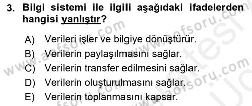 Otel İşletmelerinde Konaklama Hizmetleri Dersi 2017 - 2018 Yılı 3 Ders Sınav Soruları 3. Soru