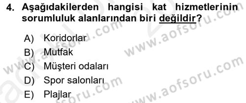 Otel İşletmelerinde Konaklama Hizmetleri Dersi 2017 - 2018 Yılı 3 Ders Sınav Soruları 4. Soru
