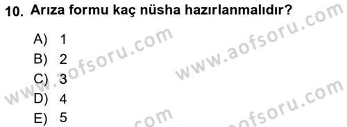 Otel İşletmelerinde Konaklama Hizmetleri Dersi 2017 - 2018 Yılı (Vize) Ara Sınav Soruları 10. Soru