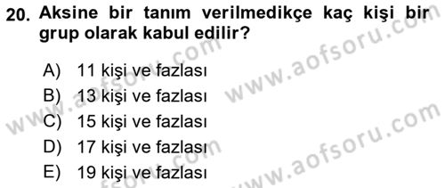 Otel İşletmelerinde Konaklama Hizmetleri Dersi 2017 - 2018 Yılı (Vize) Ara Sınav Soruları 20. Soru