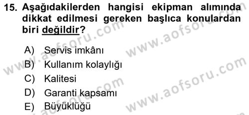 Otel İşletmelerinde Konaklama Hizmetleri Dersi 2017 - 2018 Yılı (Final) Dönem Sonu Sınav Soruları 15. Soru