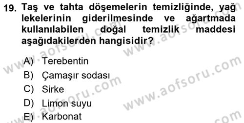 Otel İşletmelerinde Konaklama Hizmetleri Dersi 2017 - 2018 Yılı (Final) Dönem Sonu Sınav Soruları 19. Soru