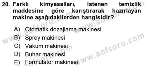Otel İşletmelerinde Konaklama Hizmetleri Dersi 2017 - 2018 Yılı (Final) Dönem Sonu Sınav Soruları 20. Soru