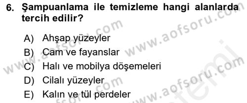 Otel İşletmelerinde Konaklama Hizmetleri Dersi 2017 - 2018 Yılı (Final) Dönem Sonu Sınav Soruları 6. Soru